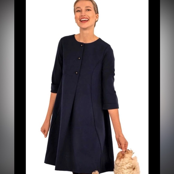 Gretchen Scott Designs Dresses & Skirts - Gretchen Scott Designs Elegant Dark Blue Long Sleeve Dress